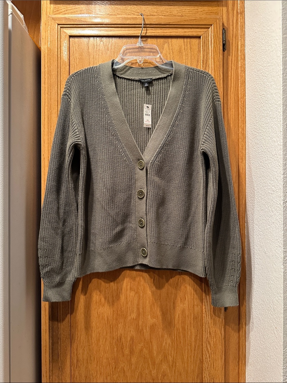 NWT Talbots Olive Green V-Neck Button Front Pima Cotton Knit Cardigan Size XS - Picture 4 of 8